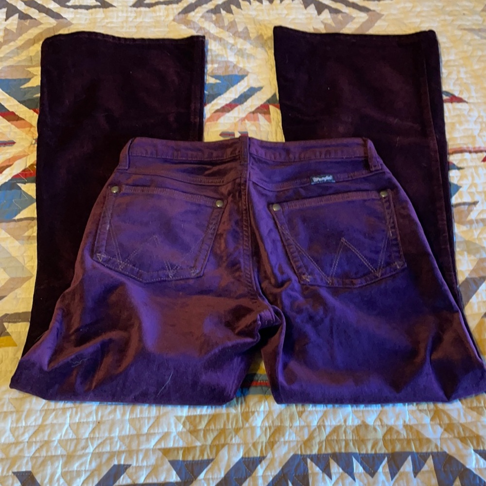 Wrangler Maroon Flare Velvet Pants